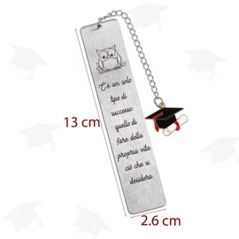 Italian Graduation Bookmark Metal with Gift Box Engraved Silver with Saying Gift Women Men for Graduation Graduation Party Bag Decoration
