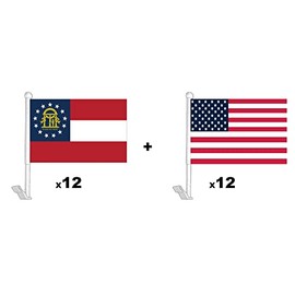 Global Advertising Solutions Car Window Flag Premium Quality Colors Long Lasting and Weather Resistance Pack of 24 12 USA National Flag and 12 Country National State (Georgia)