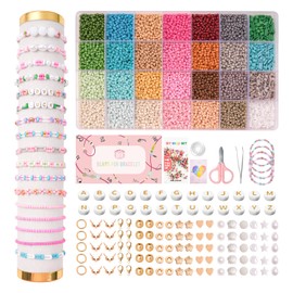 Beads for Bracelets DIY Tube Beads 2 Holes Beads Set Bracelets Make Yourself, JHWELRG Beads for Threading Craft Set with Letter Beads Jewellery Making Kit, Gifts for Christmas, Holiday