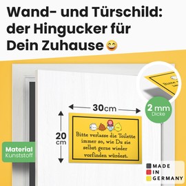 DankeDir! Leave Toilet Clean - 30 x 20 cm Sign - Toilet Sign for Hanging Toilet Sign Funny - Guest Toilet Guest Toilet Wall Decoration Men's Door Sign