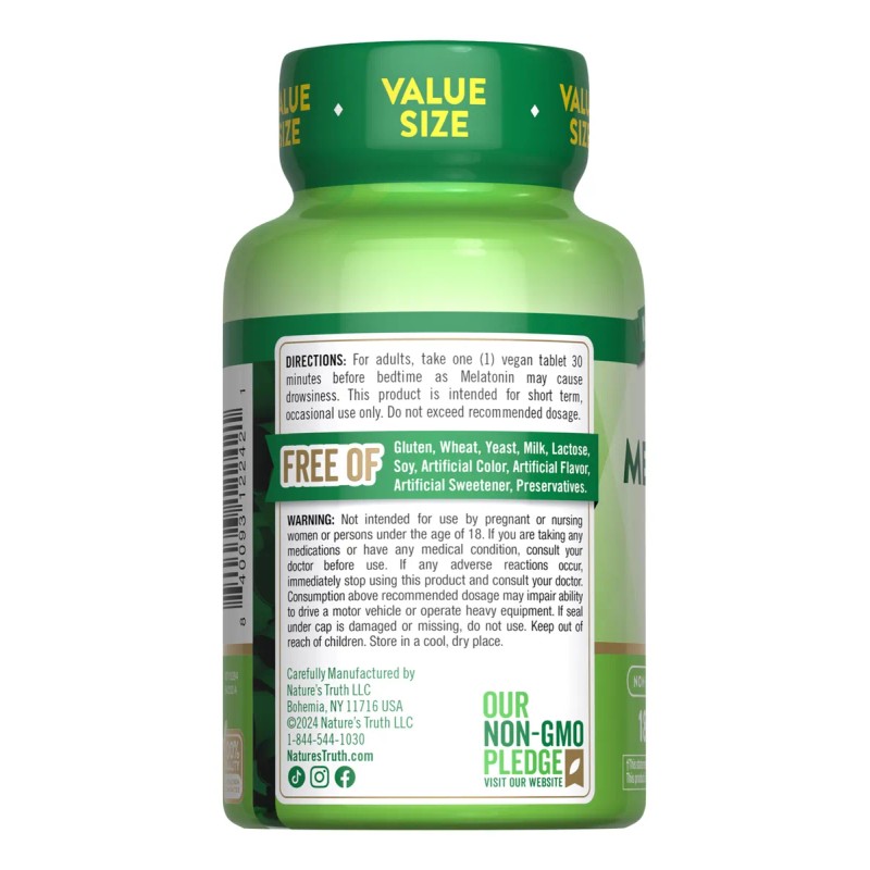 Nature's Truth Melatonina 10mg 180 Tabletas Veganas Descanso