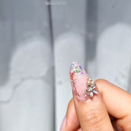 Rose Garden Homemade Nail Tips - Ballerina L / 장미 정원 수제네일팁 - 발레리나L