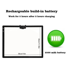 YINGWOND Wireless Rechargeable A3 LED Light Pad w/Built-in Foldable Stand, 3 Color Tone, 6 Levels of Brightness, Battery Powered Evenly Illuminated Light Box for Tracing Drawing and Diamond Painting