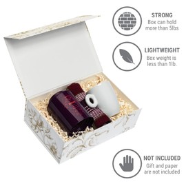 Sorarto Luxury Keepsake Gift Box | Gold Floral Decorative Boxes with Magnetic Lids for Presents, Wedding Memory Box, and Bridal Gifts. 11.5" x 7.5" x 3.5"