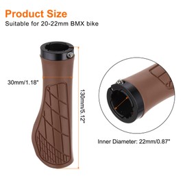 HARFINGTON Bike Handlebar Grips Single Lock on Non-Slip Bicycle Grips Fit 7/8" Handlebars for Mountain Road Foldable MTB BMX Scooter Cruiser Tricycle, Brown