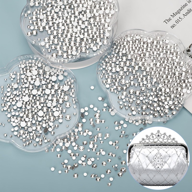 HARY Hotfix Rhinestones Set,Crystal, Mixed 7 Sizes SS5 - SS20,