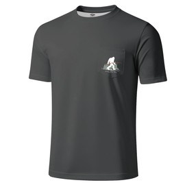 Palmyth Fishing Shirts for Men Short Sleeve Sun Protection T-Shirts UPF 50+ Rash Guard Tee Charcoal Bigfoot Fishing Large