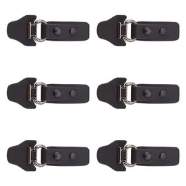 FINGERINSPIRE 6 Pairs Leather Sew-On Toggles Closures Cat-Head Shape Black PU Leather Snap Toggle with 2 Snap Fastener Metal Leather Clasp Fastener Replacement Snap Toggle for Shoes Coat Jacket