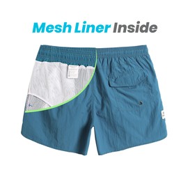 maamgic Mens Swim Trunks 5" with Mesh Lining Quick Dry Bathing Suits for Men Swim Shorts Swimwear Canard Green Medium