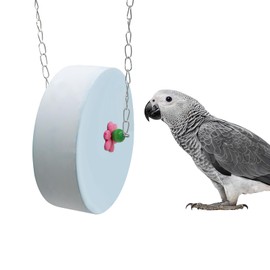 Large Bird Beak Grinding Stone, Hanging Mineral Stone for Parrots, Cylinder Calcium Block for Macaws African Greys Cockatiels, Natural Beak Care Accessory for Medium to Large Birds, Blue