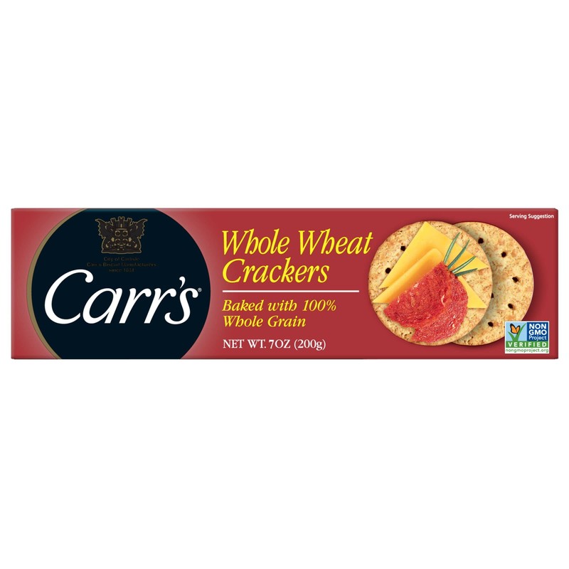 Carr's, Whole Wheat Crackers, Non-GMO Project Verified, Baked with 100%