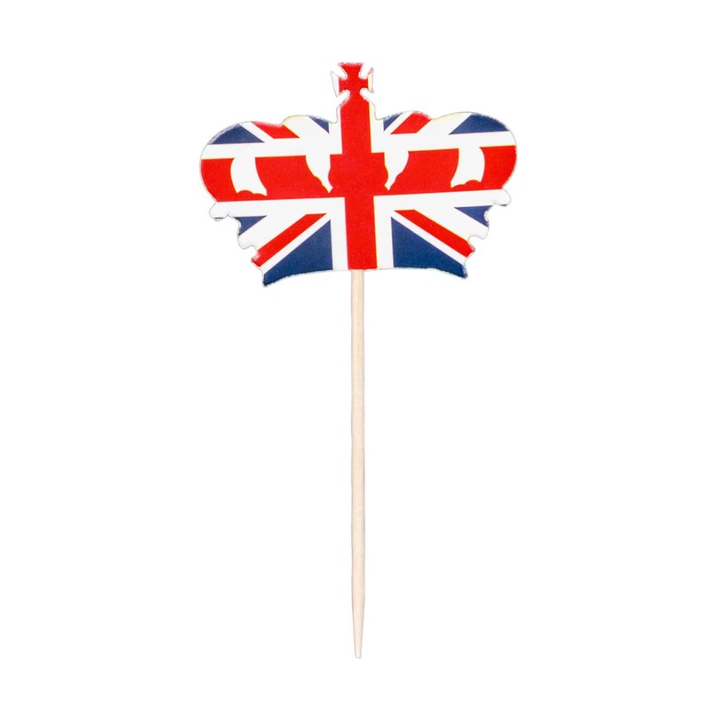 SHATCHI Union Jack Crowns Toothpicks Cupcake Toppers Britain Cocktail Stick