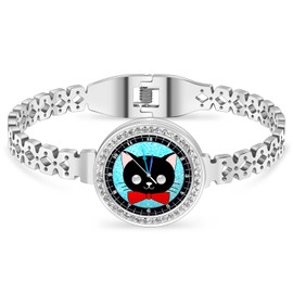 LONYOO Stainless Steel Cute Cat Bracelet 18K Gold Jewelry Animal Bangle Cuff Bracelets Cat Lover Gifts for Women Mom Valentines Gift (Multi)