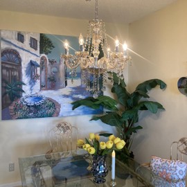 CRYSTOP Crystal Chandeliers for Dining Room, 6-Lights Classic Cognac Pendant Light, K9 Vintage Chandelairs for Bedroom, Candle Ceiling Light Fixture for Living Room, Bathroom, Kitchen, Wedding Decor