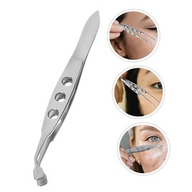 BIUDECO Tweezers Eyebrows Lash Tweezers Curved Eyelid Forceps Women Beauty Tool Metal Eyelid