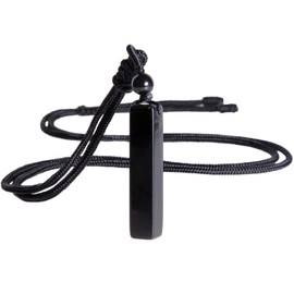 KYEYGWO Cuboid Crystal Pendant for Men and Women, Healing Stone Bar Necklaces, Rectangle Gemstone Chains, Lucky Stone Amulet, Blessing Jewellery with Adjustable Nylon Rope, Obsidian Obsidian Nylon