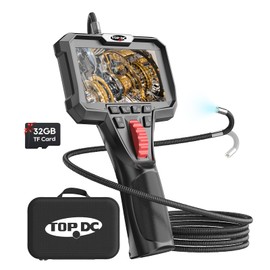 TOPDC Two-Way Articulating Borescope Camera with Light, Industrial Endoscope with 0.24in Articulating Snake Camera, 1920P HD Video Inspection Scope for Automotive & Aircraft Mechanics, 6.5ft