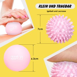 ResultSport Lacrosse & Hedgehog Ball Massage Ball Set, Plantar Fasciitis, Foot Massage, Trigger Point Massage, Deep Tissue, Myofasic Relief (Pink)