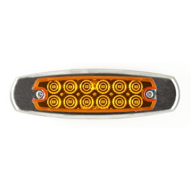 Spyder 6.2" LED Marker Clearance Lights - 12 LED Amber/Red Trailer Lights, Surface Mount, Sealed, Rectangular, Fish Shape - Stainless Steel Rim Bezel (2x Amber + 2x Red)