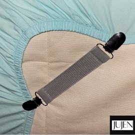 Jujen Elastic Clothes and Hat Clips-Double Heavy-Duty Stainless-Steel Strap Clips, Bed Mattress Sheet Fasteners (Beige)