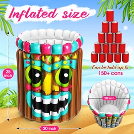 Vesici Totem Tiki Inflatable Cooler 25 x 20 Inch Hawaiian Luau Drink Tiki Party Summer Drink Cooler for Hawaiian Luau Beach Summer Party Supplies BBQ Birthday Tropical