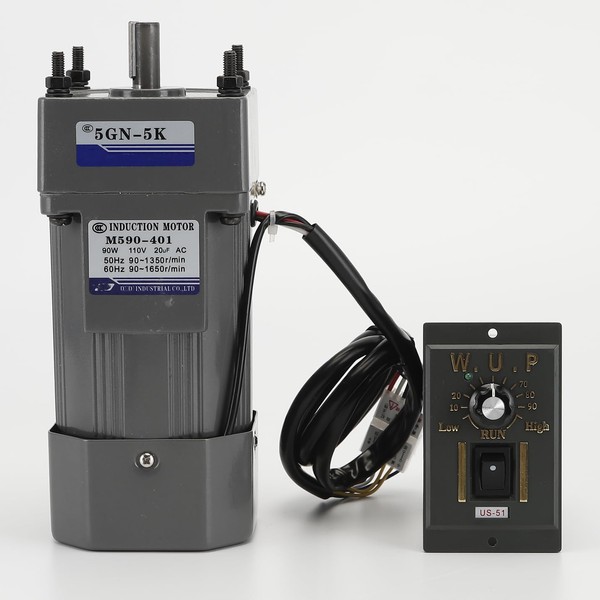 110V AC Motor + Speed Controller + Gear Box, 90W