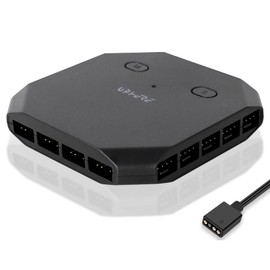 Novonest 5V 3PIN ARGB Controller Fan Extension AURA Sync Sync 8 PWM 4PIN PC Case Fan Organize Fan Cables SATA Power Input Fan Hub Up to 14 "FH14-5V"