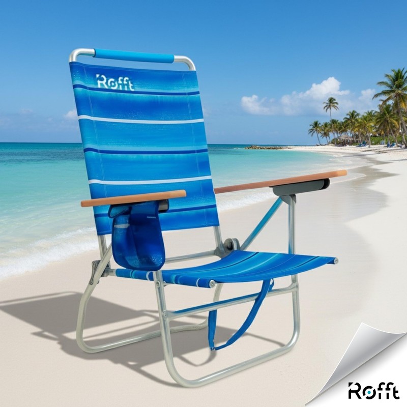 ROFFT Beach Chair, 17" Seat Height, 7-Position Reclining, Heavy Duty,