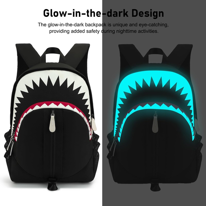 Kouxunt Luminous Shark Backpack for Teen Boys, Cool Elementary Middle