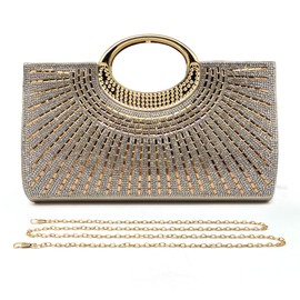 Pahajim Evening Bag Women's Glitter Small Bag with Rhinestones Elegant Clutch Shoulder Bag for Wedding Party Date, gold