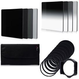 XCSOURCE 8 Piece Rectangular Filter Set ND2 ND4 ND8 ND16 GND2 GND4 GN8 GND16 9 Metal Adapter Ring 1 Holder 1 Filter Case for Cokin P LF291