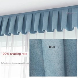 Self-Pasting New American Style Curtain Head -100% Blackout Valances for Windows No Installation Durable for Bedroom/Living Room - Easy to Clean (Blue, 39" W x 13" L (Pack of 1))