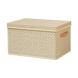 COAINNER Stackable Fabric Cube Storage Bins with Lids, 14-Inch Non-Woven Shelf Organizer Closet Storage Box for Clothes, Sweater, Blanket (Beige, Medium)