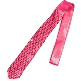 Caprilite SATIN SEQUINNED Sequin Party Plain 2" Skinny Neck Tie Fancy Dress Magic Show Mens Womens Unisex - Fuchsia Pink