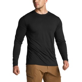 CQR Men's UPF50+ Sun Protection Shirts, Quick Dry Long Sleeve Rash Guard, Athletic Running Workout Fishing Cooling Shirts, Basic Black, Medium