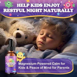 Magnesium Glycinate Liquid for Kids – Liquid Magnesium Glycinate with Zinc, L-Theanine, Chamomile, B12, B6, D3 – Calm Drops for Sleep, Relaxation, Calm & Focus –Strawberry Flavor, 2 Fl Oz