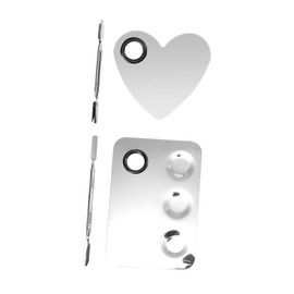 SAFIGLE 2 Sets Stainless Steel Makeup Palette with Spatulas Nail Art Mixing Tool Set for Cosmetic Pigment Blending for Home Use Professional Beauty Salons