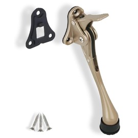 OGC 6-Inch Flip Down Door Stopper, Door-Mounted Kickdown Door Holder with Adjustable Rubber Tip, Brass