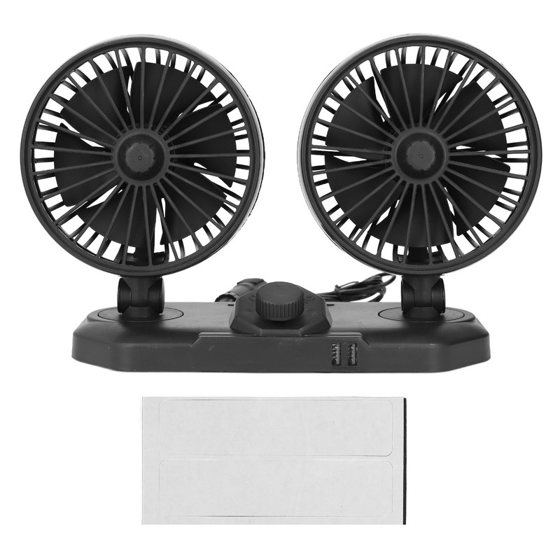 Car Fan Dual Head 24v 360° Adjustable Powerful USB Car