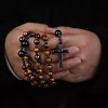 Unbranded Catholic Christ Hematite Cross Charm Tiger Eye Obsidian Mala