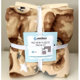 Teddy Bear Stars Anti-Pill Premium No-Sew Throw Fleece Fabric Kit (72x60)