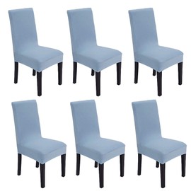 SheYang Spandex Fabric Stretch Removable Washable Dining Room Chair Cover Protector Seat Slipcovers(Light Blue,6)