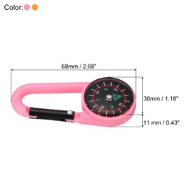 PATIKIL Compass Set of 2 Buckle Compass Key Holder Waterproof Survival Pocket Compass for Hiking Outdoor Camping Orange Pink