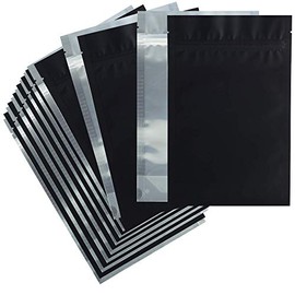 Mylar Style Barrier Bags – Zipper w/Heat Seal – 100 Bags (Matte Black / Clear, 1 Ounce - 6″x9.25″x2.33″)