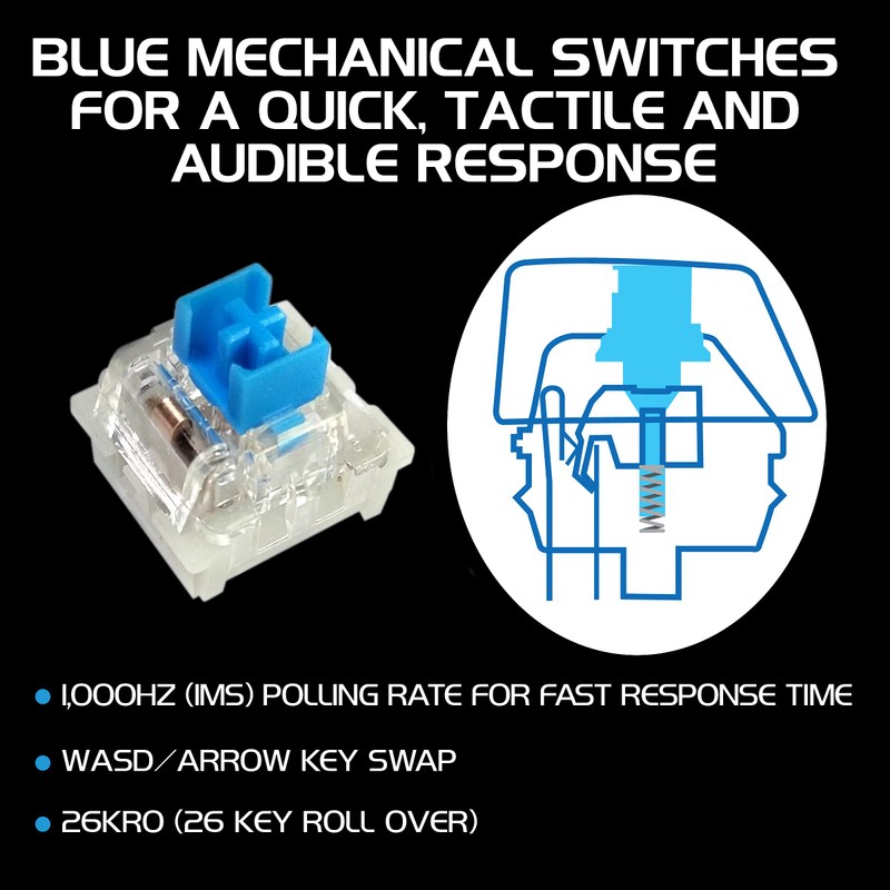 ENHANCE Pathogen 2 Blue Switch Mechanical Keyboard - Mechanical Gaming