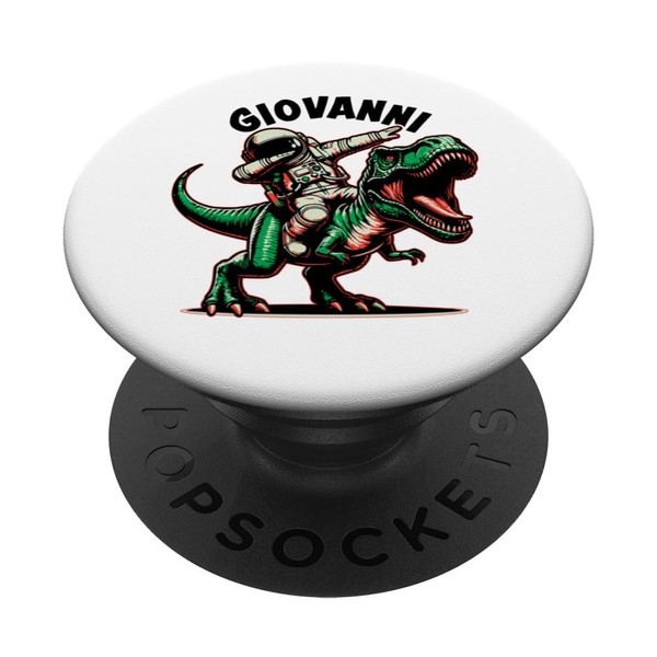 Giovanni Dabbing Astronaut auf einem Dinosaurier-Cartoon PopSockets Klebender PopGrip