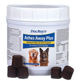 Doc Roy's Aches Away Plus, Hip and Joint Chews for Dogs, Turmeric Chondroitin Hyaluronic Acid Blend, Supports Normal Mobility and Flexibility, Large Breed or Senior Dogs, 90 Ct Regular Chew