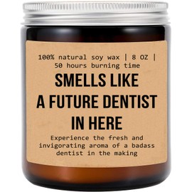 Future Dentist in Here Soy Candle - Dental Schoo - Dental Hygienist - Dentist Gift Candle - Gift for Dentist - Glass Candle Jar - Non-Toxic Ingredients