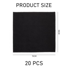 Pack of 20 Plain Glasses Cloths, Lens Cloths, Glass Cleaning Cloths, Suitable for Glasses, Glasses, Camera Lenses, Phone Screens and Tablet Cleaning (Black)