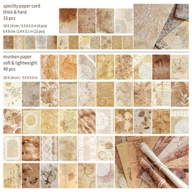 2 Packs Vintage Decorative Paper Retro Scrapbooking Paper Aged Paper with Coffee Stain Antique Embossed Card Paper with Lace Cutout Washi Strip Sticker for Journal Card Making Collaging (Barista)